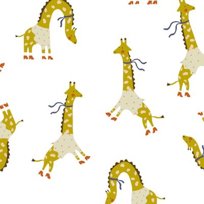 Веселый паттерн с жирафами-назад в детство