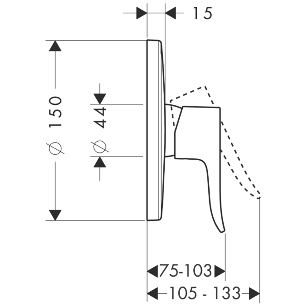 Смеситель для душа встроенный Hansgrohe Metris 31685000 схема