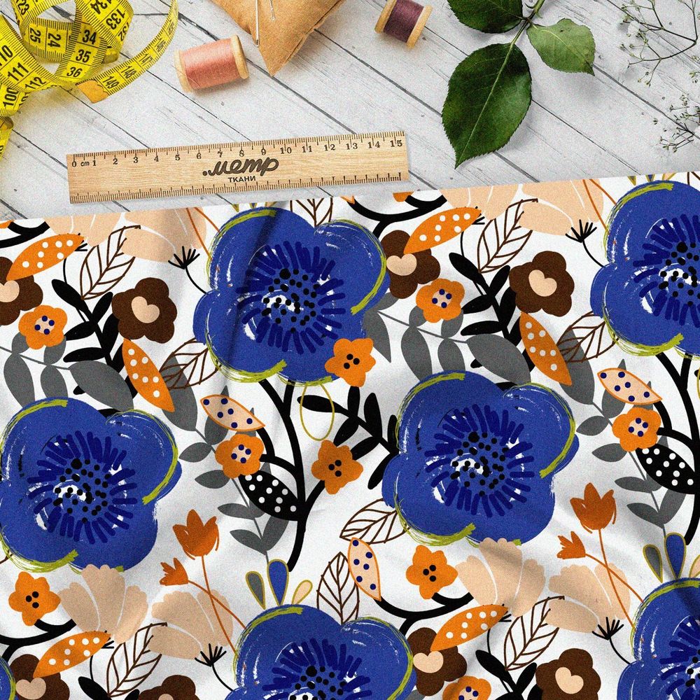 Ткань шифон соцветия для весеннего дизайна