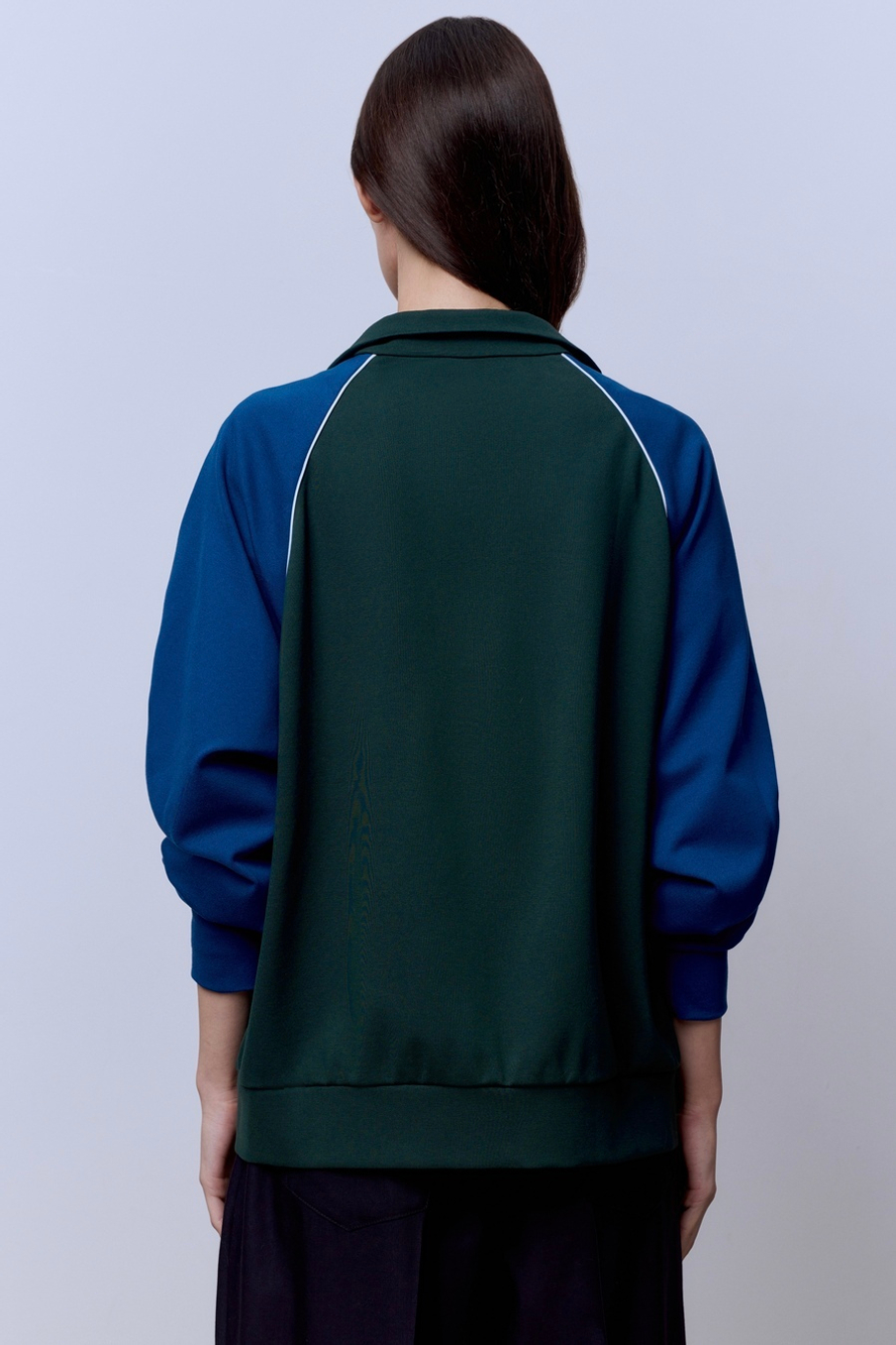 Толстовка на молнии с кантом изумрудный-синий