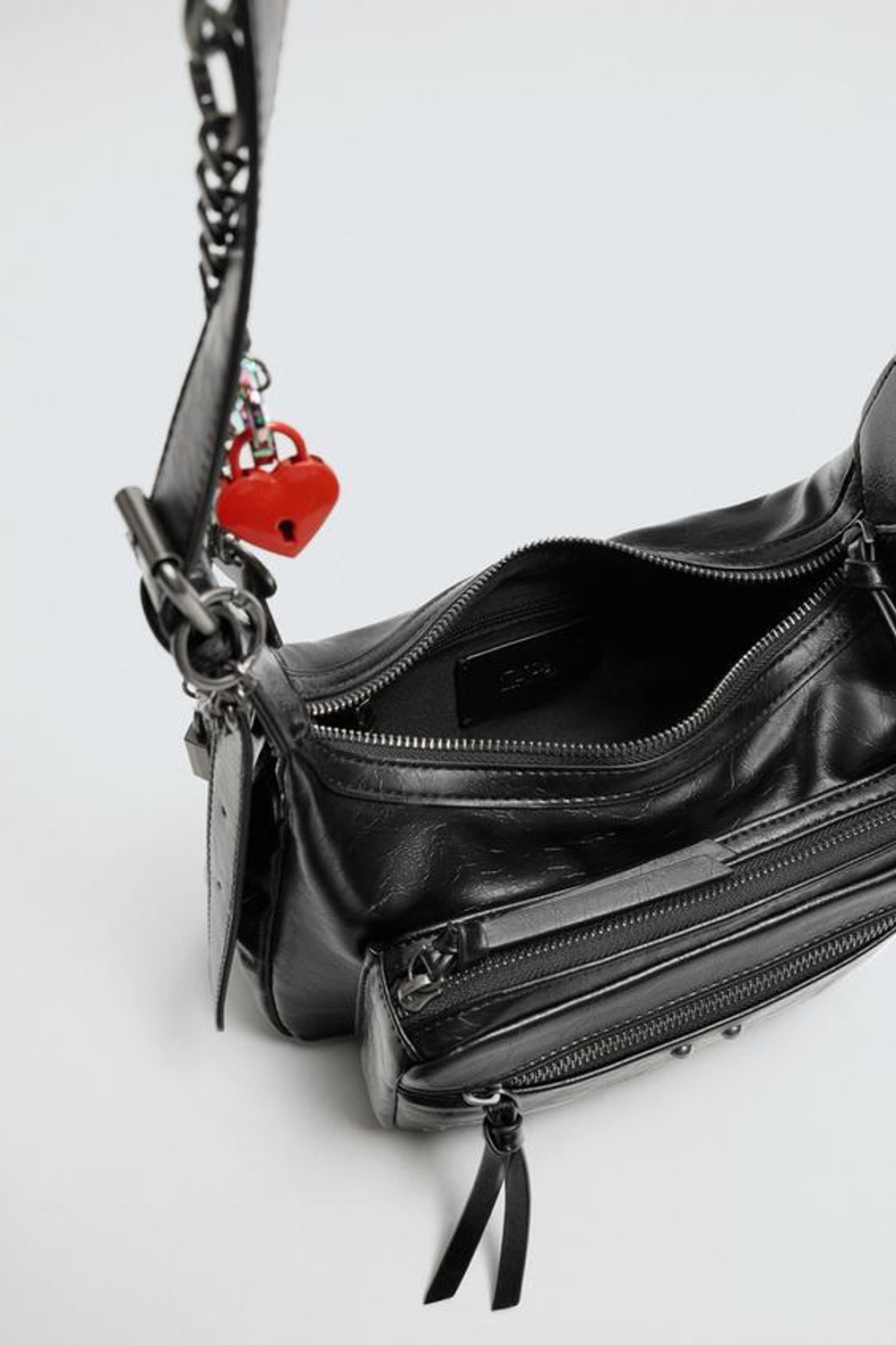 ZARA СУМКА С ЦЕПОЧКОЙ, ЧЕРНЫЙ