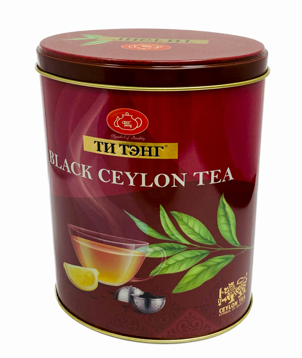 Чай черный "Black Ceylon Tea Золотой" С чашкой" (50 пакетов черный) ж/б