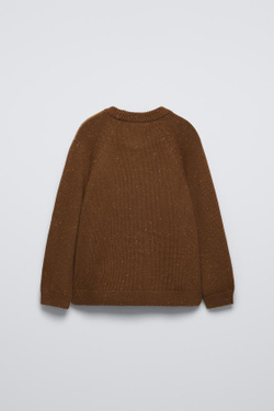 ZARA СВИТЕР ИЗ ДВУХЦВЕТНОЙ ПРЯЖИ, КАРАМЕЛЬНЫЙ