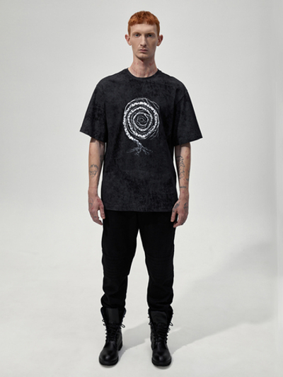 Футболка с принтом "Некому березу заломати". Черно-серая