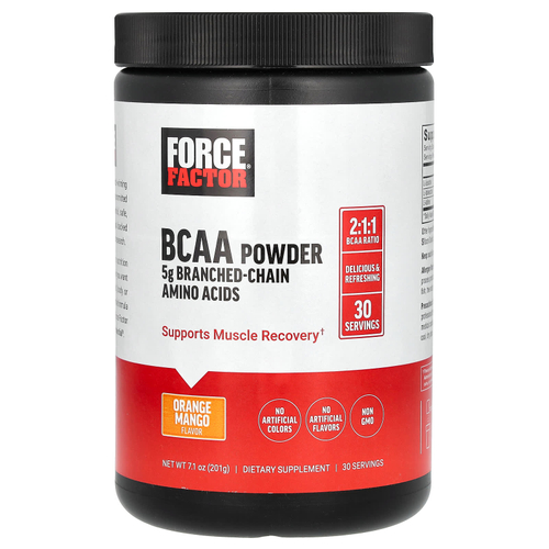 Force Factor, BCAA в порошке, со вкусом апельсина и манго, 201 г (7,1 унции)