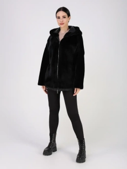 Дубленка зимняя натуральная с капюшоном шуба