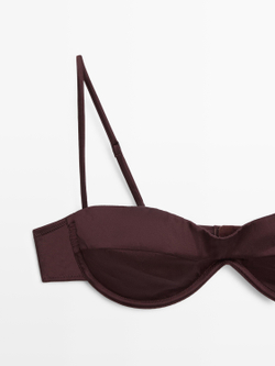 Massimo Dutti Топ-бандо с контрастной деталью, коричневый