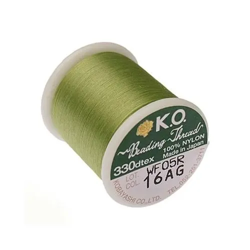 K.O. нейлоновые нити для бисероплетения, Apple Green (Япония) 50 м