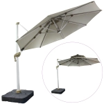 Зонт садовый складной с подставкой и подсветкой, круглый 300 см, бежевый