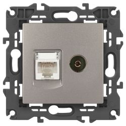 Розетка ЭРА Elegance 14-3110-16 RJ45+TV, титан