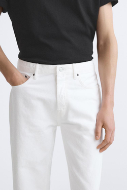 ZARA ДЖИНСЫ STRAIGHT-LEG, ЖЕЛТОВАТО-БЕЛЫЙ