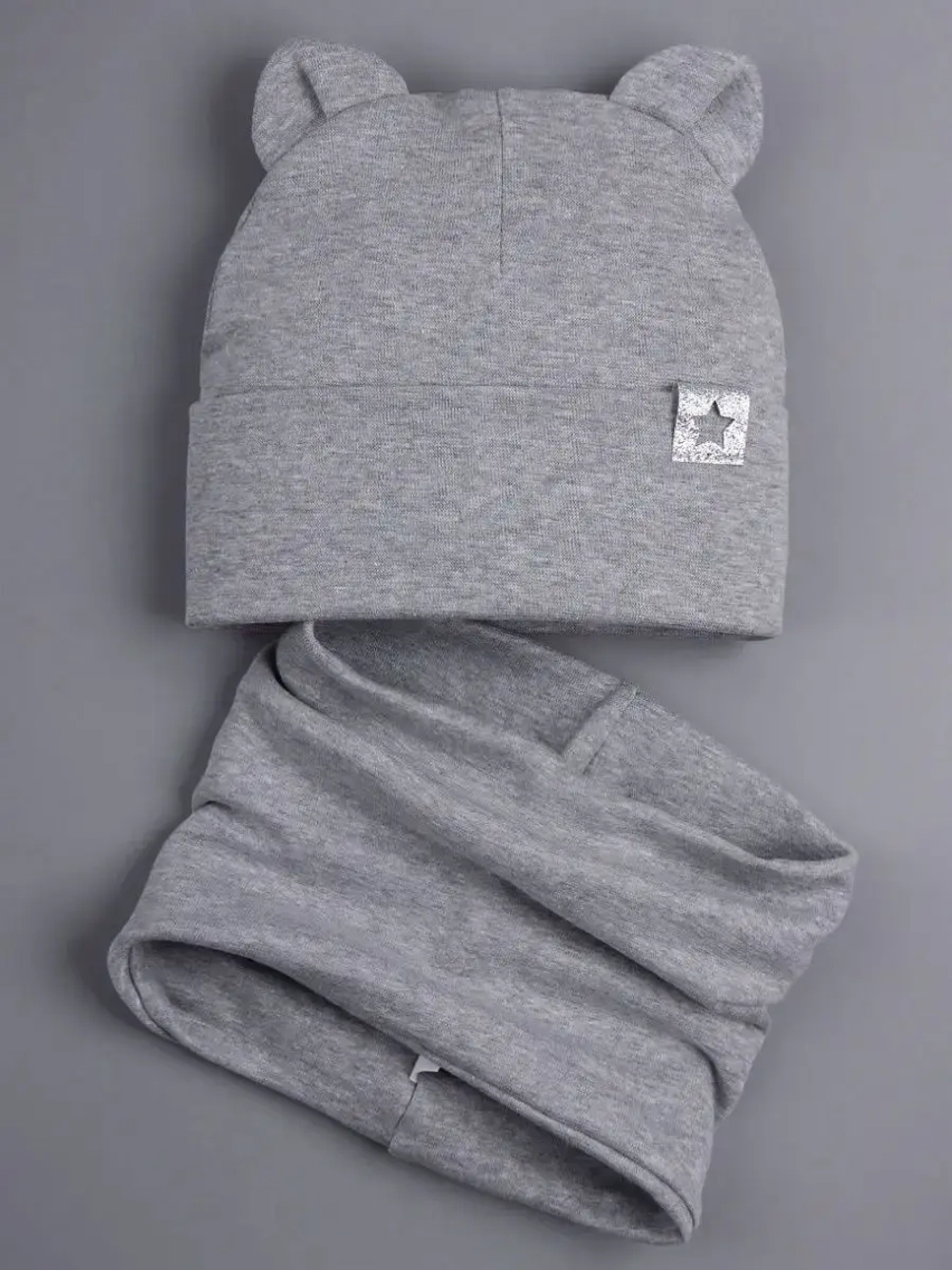 Шапка с ушками осенняя и снуд для детей