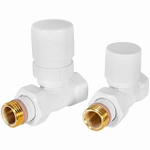 Комплект клапанов термостатических прямой STOUT Design - 1/2" (ВР/НР-американка, PN10, Tmax 120°C, EPTF уплотнение, цвет белый)