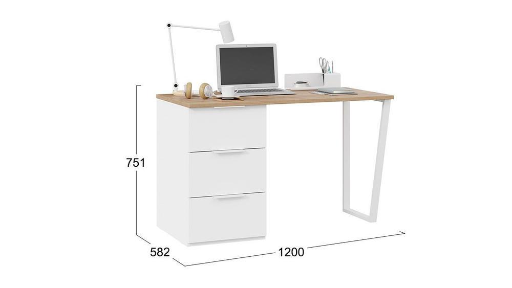 Стол письменный с ящиками Белый/Зеленый 120х58,2х75,1 см