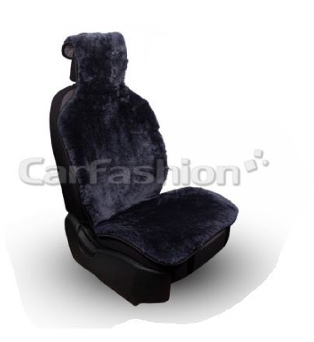 Накидки сидений МЕХ иск - Перед CarFashion (2шт) -"LAMA FRONT" 22326 - серый