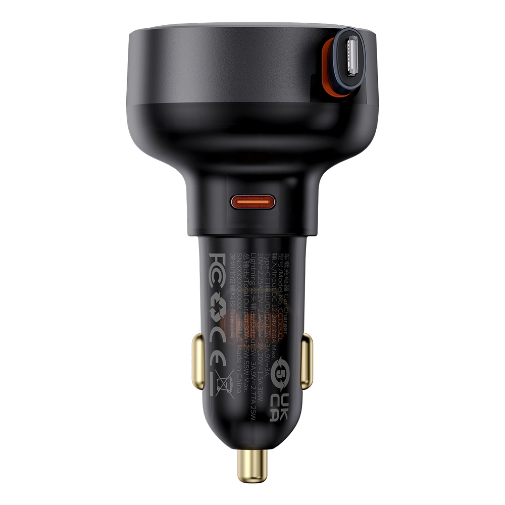 Автомобильная зарядка Baseus Enjoyment Pro C+Retractable L Cable 55W