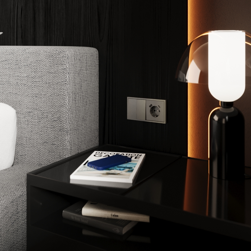 Перекрестный переключатель встраиваемый VOLTUM S70 двухклавишный 10А, (шелк)