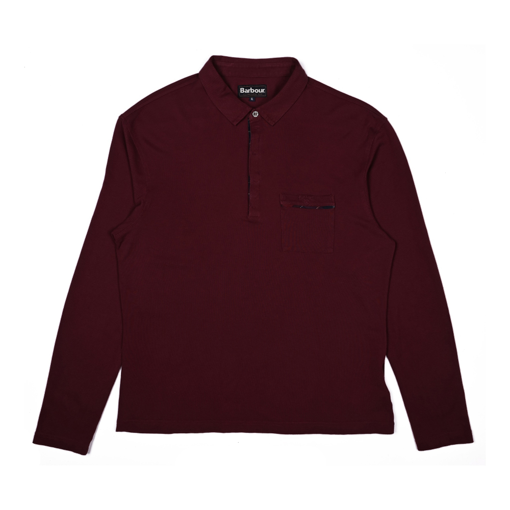 Бордовое лонгслив-поло от Barbour, XL