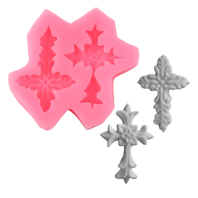 Молд для заливки Доляна «Крестики», силикон, 7×7×0.9 см, розовый