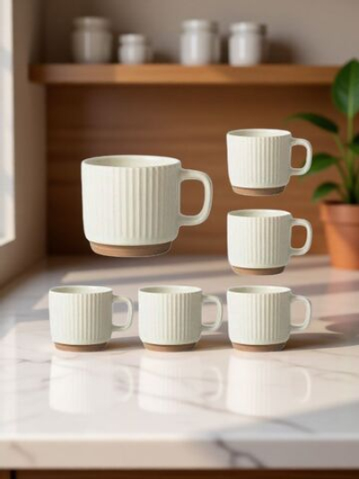 Кружка, чашка для чая, кофе с ложкой,6 шт белая