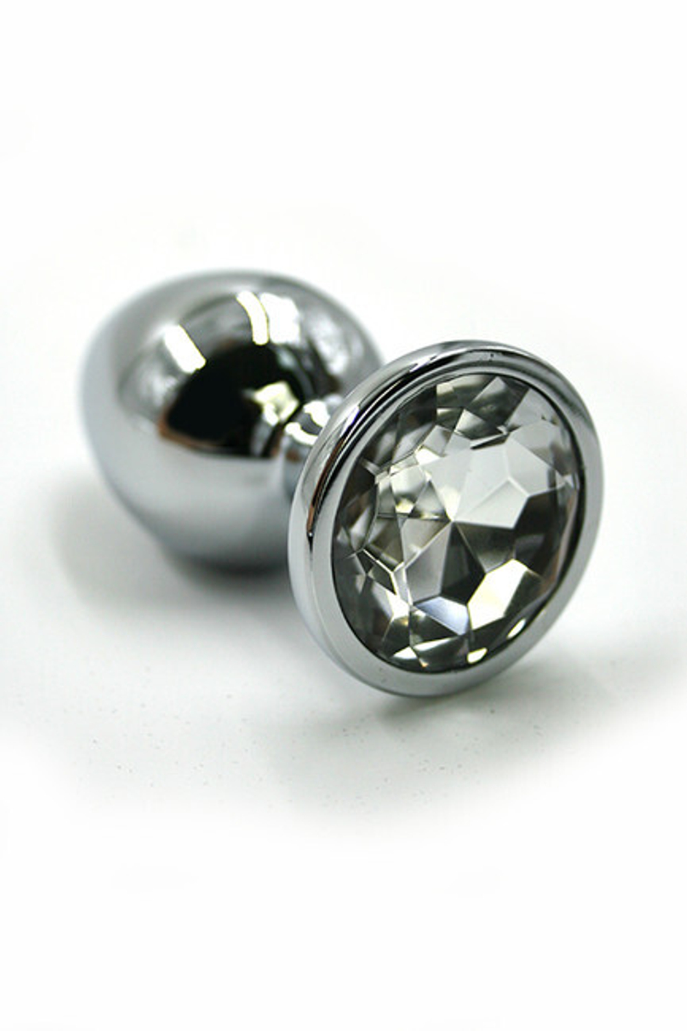 Анальная пробка из алюминия с прозрачным стразом "Small" Clear (Цвет: Серебристый)