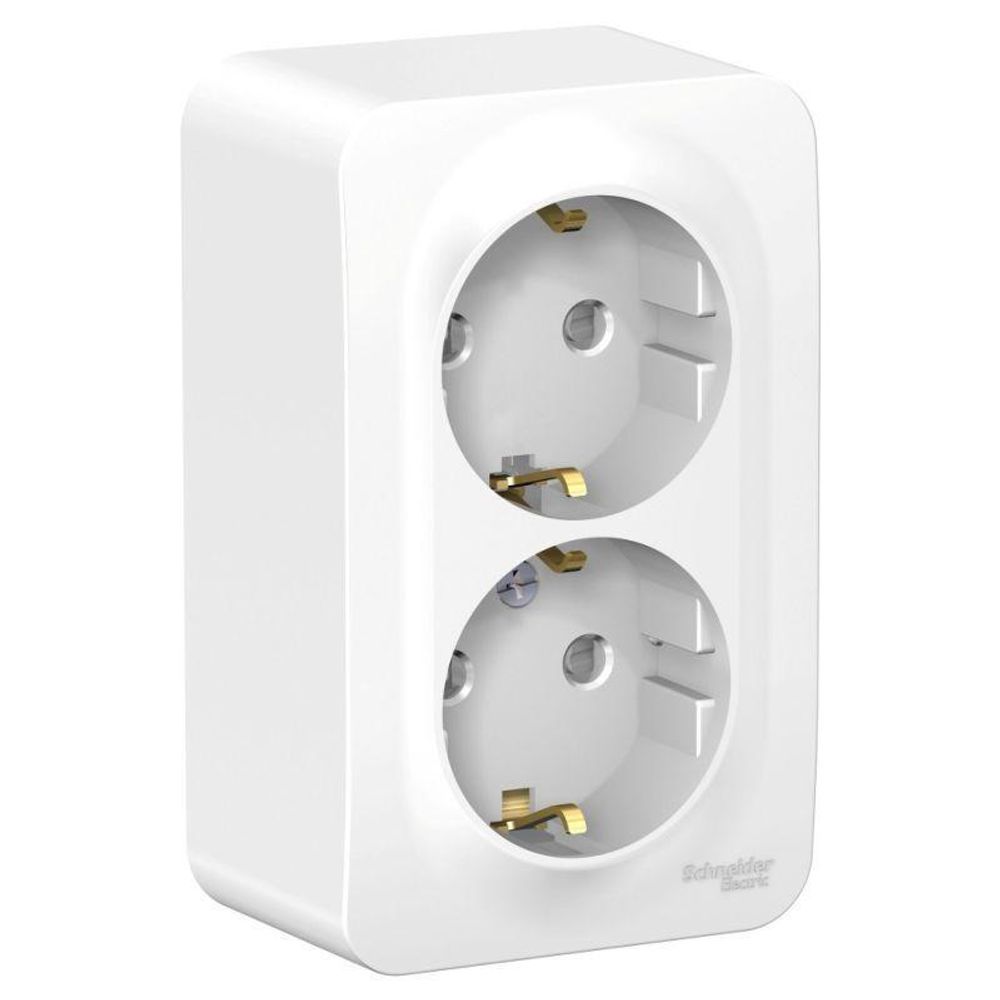 Розетка 2-м ОП Blanca 16А IP20 250В с заземл. защ. шторки с металлич. пластиной бел. SE BLNRA011221 Розетка 2-м ОП Blanca 16А IP20 250В с заземл. защ. шторки с металлич. пластиной бел. SE BLNRA011221