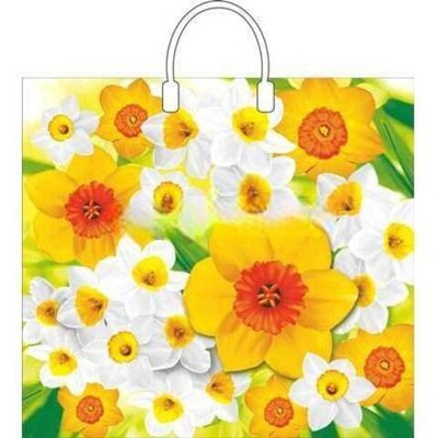 Пакет с пластиковой ручкой ПВД 37х34 (80 мкм) "Нарцисс" (10/100 шт.) Интерпак