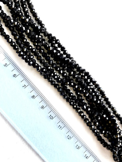 сгр32-ч Стекло гранёное, рондель, 3*2мм, черный, 36см