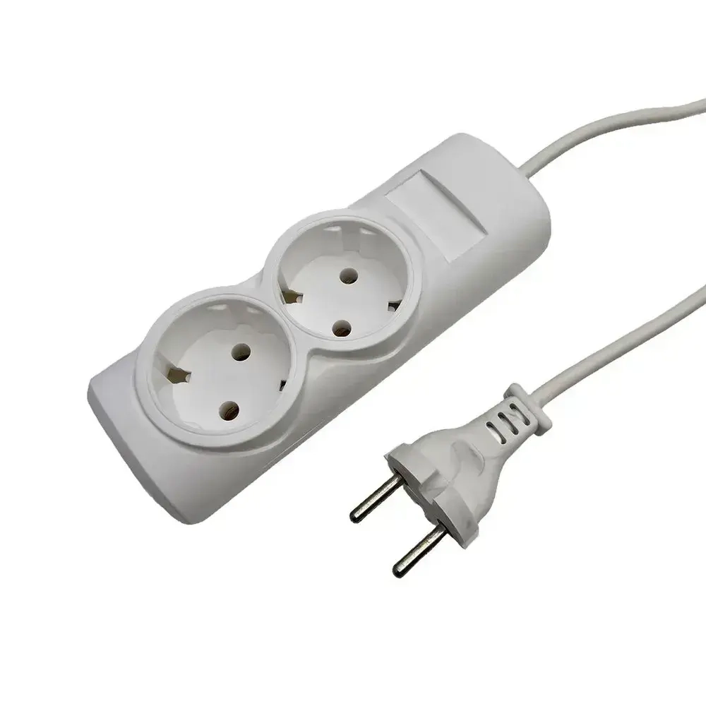 Удлинитель сетевой, ГОСТ, ПВС 2*0,75, 2 гнезда, 3м, сертифицированный, белый