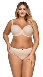 Элегантный бюстгальтер plus size с уплотненными чашками из нежной микрофибры (Размер: 95F) (Цвет: бежевый)