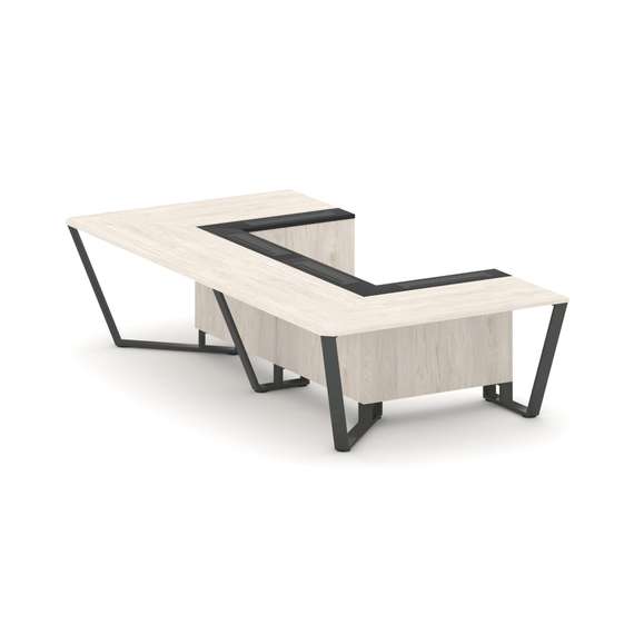 Steel Meet Стол переговорный П-образный KM-PR.B.SP-07P Денвер Светлый/Графит Глянец/Металл Антрацит