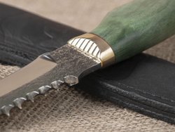Нож "Щукарь", сталь Bohler N690, рукоять зеленая стабилизированная береза