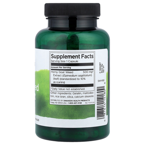 Swanson Vitamins, экстракт горянки крупноцветковой, 500 мг, 120 капсул