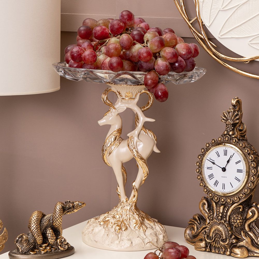 Фруктовница Лань Артемиды Айвори со стеклянной чашей