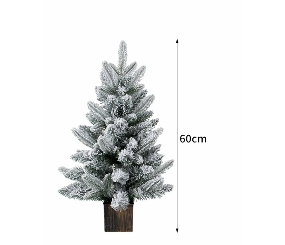 Настольная искусственная ель "Заснеженная" в горшке 60 см, складная