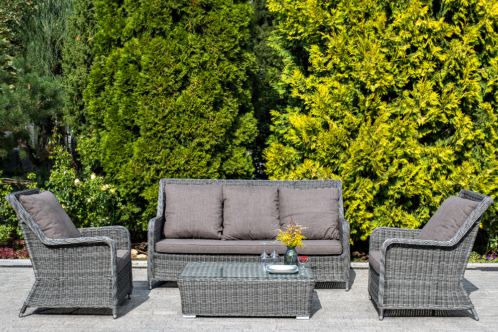 "Гляссе" диван трехместный из искусственного ротанга, цвет графит