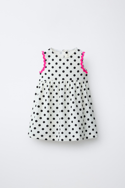 ZARA ПЛАТЬЕ С ПРИНТОМ, ЭКРЮ