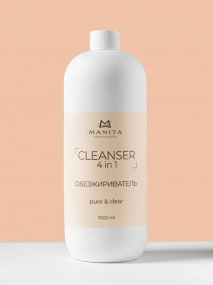 Manita Professional Cleanser - Обезжириватель для ногтей 4 в 1 Pure & Clear, 1000мл