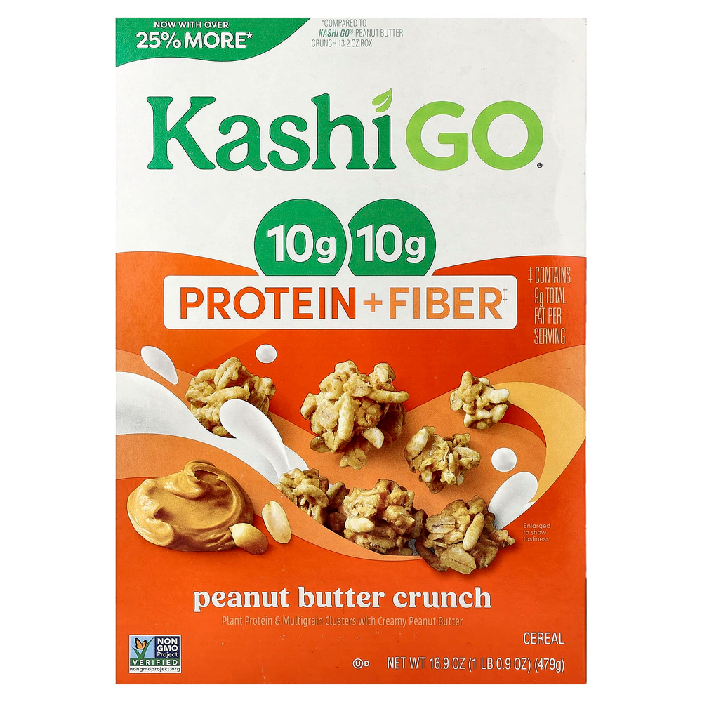 Kashi, GO®, хлопья с протеином и клетчаткой, хрустящая арахисовая паста, 479 г (16,9 унции)