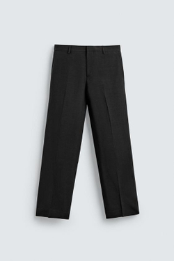 ZARA КОСТЮМНЫЕ БРЮКИ RELAXED FIT ИЗ ВИСКОЗЫ И ЛЬНА, ЧЕРНЫЙ