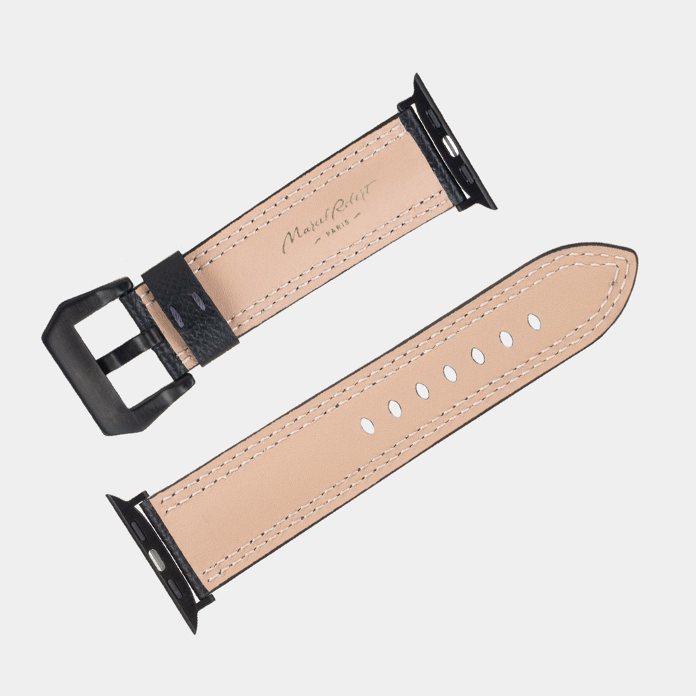 Ремешок для Apple Watch Ultra 49mm из кожи сафьяно, черного цвета