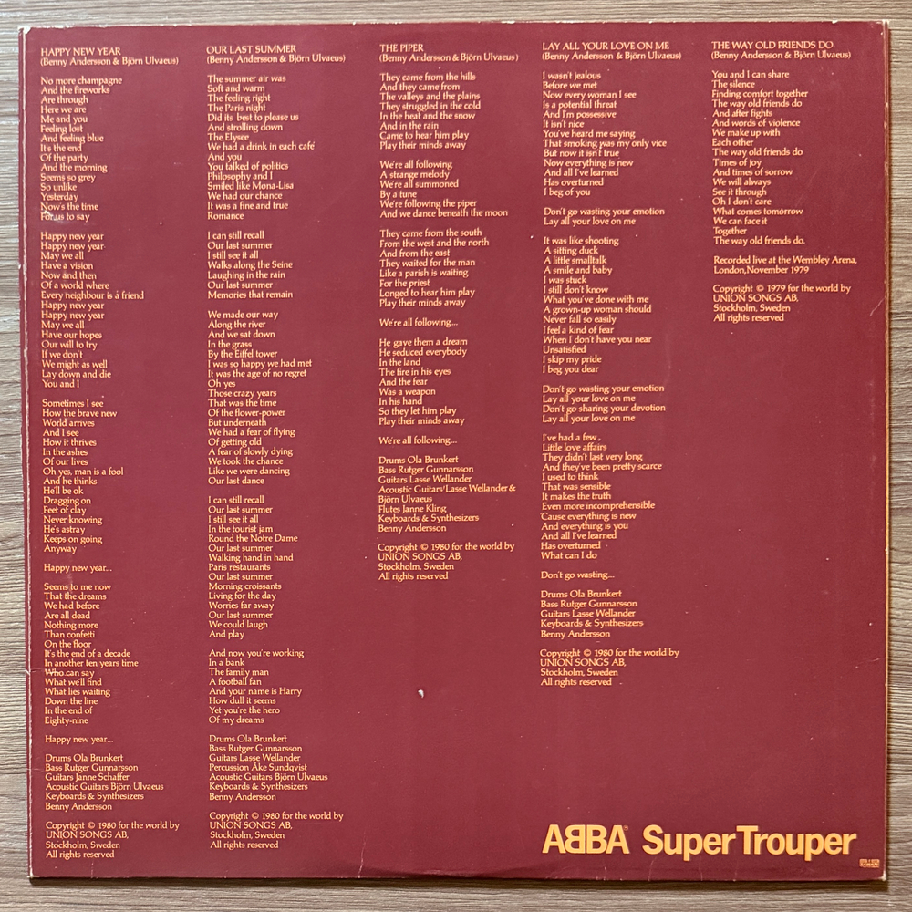 ABBA - Super Trouper (Швеция 1980г.)