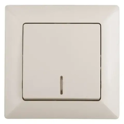 Выключатель Intro Solo 4-102-02 одноклавишный с подсветкой 10А-250В IP20 СУ слоновая кость