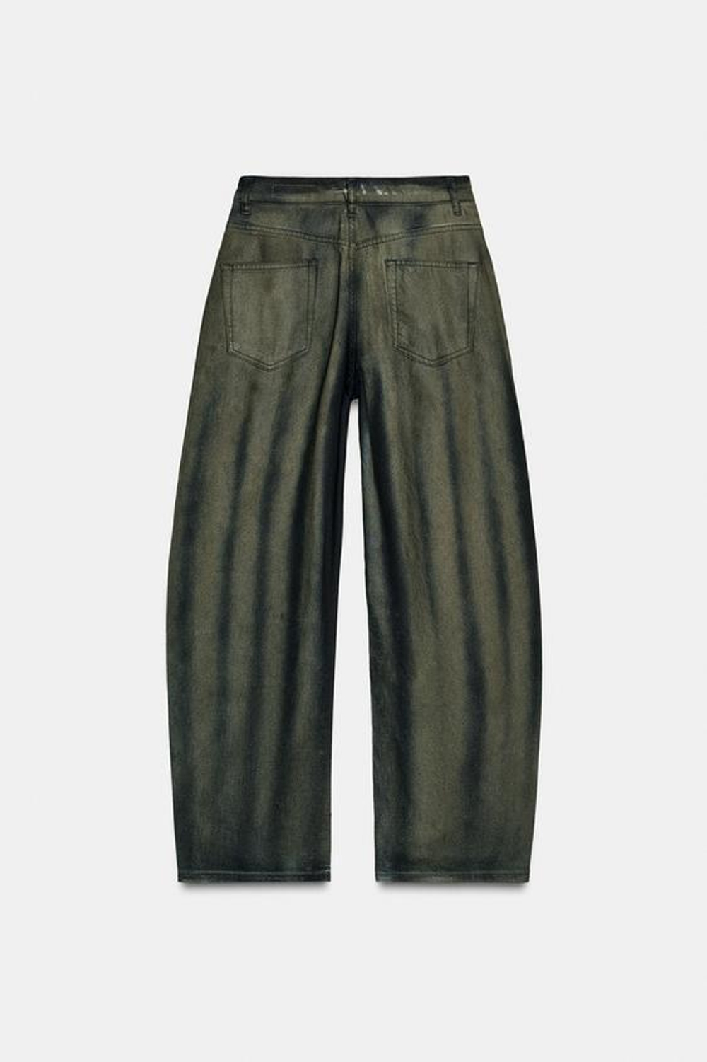 ZARA ДЖИНСЫ ZW COLLECTION BARREL СО СРЕДНЕЙ ПОСАДКОЙ, ЗЕЛЕНЫЙ