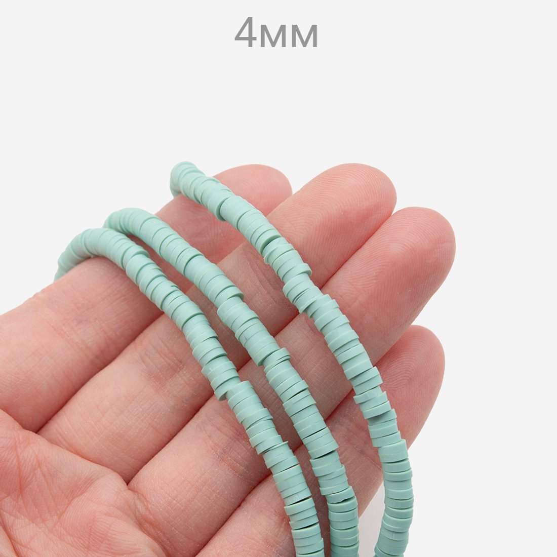 Бусины хеши, каучук, оттенок "Тиффани", 4*1мм
