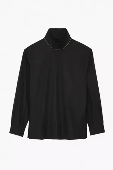 ZARA X STEFANO PILATI РУБАШКА СО СЪЕМНЫМ ВОРОТНИКОМ , ЧЕРНЫЙ