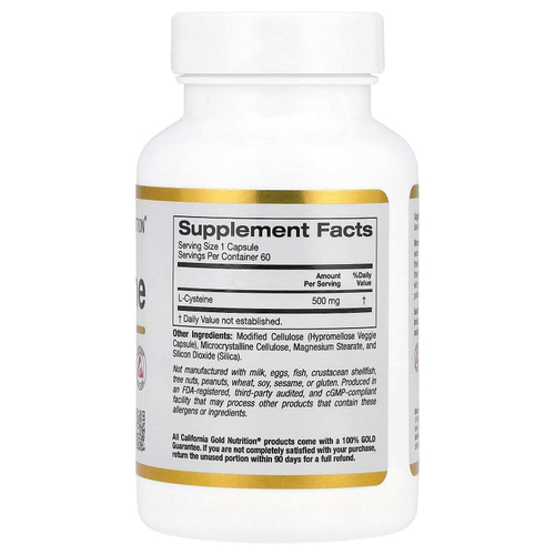 California Gold Nutrition, L-цистеин, AjiPure®, 500 мг, 60 растительных капсул