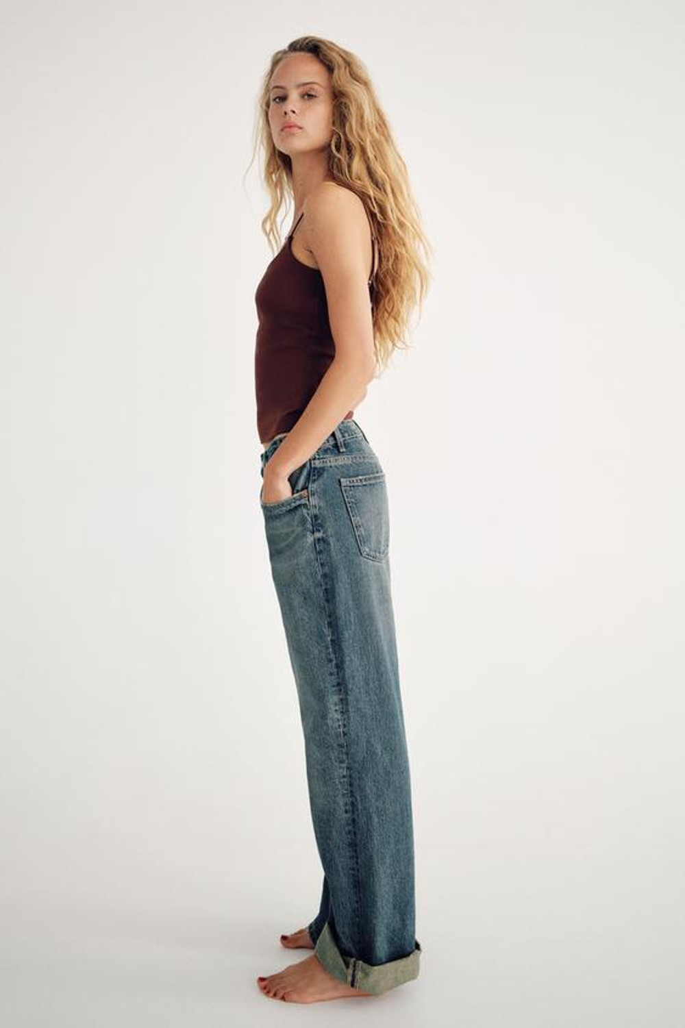 ZARA ТОП ИЗ ХЛОПКА С РЕМЕШКАМИ, ШОКОЛАДНЫЙ