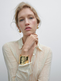 Massimo Dutti Браслет с асимметричным рельефным узором, золотистый