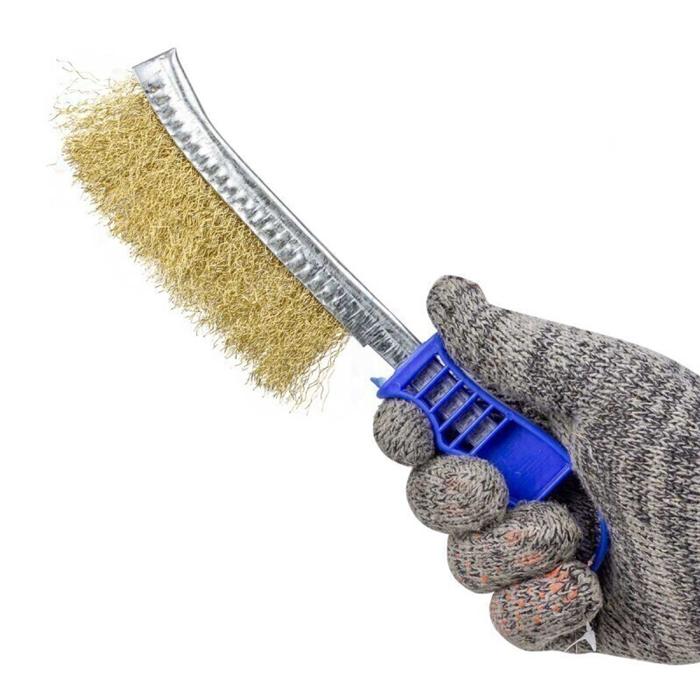 Щетка ручная по металлу с пластиковой ручкой Specos синяя